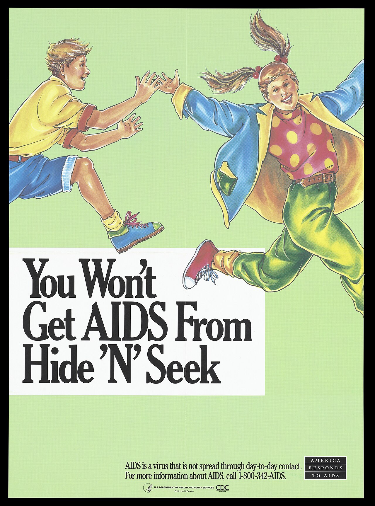 America Responds to AIDS poster: "You Won't Get AIDS From Hide 'N' Seek"
