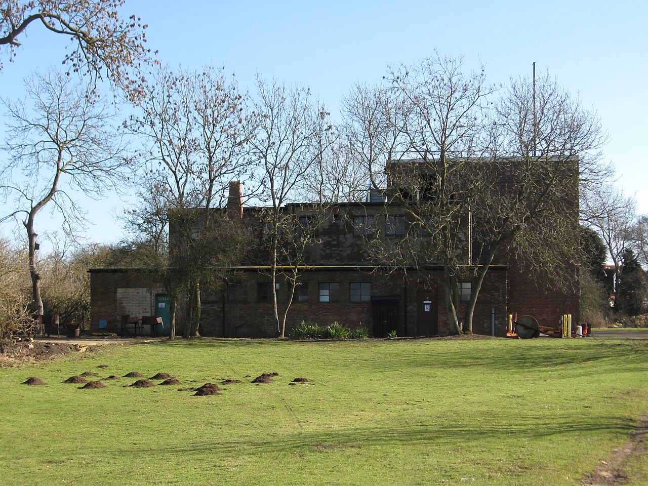 The surviving wartime studio building at Milton Bryan, Bedfordshire, photographed in 2009