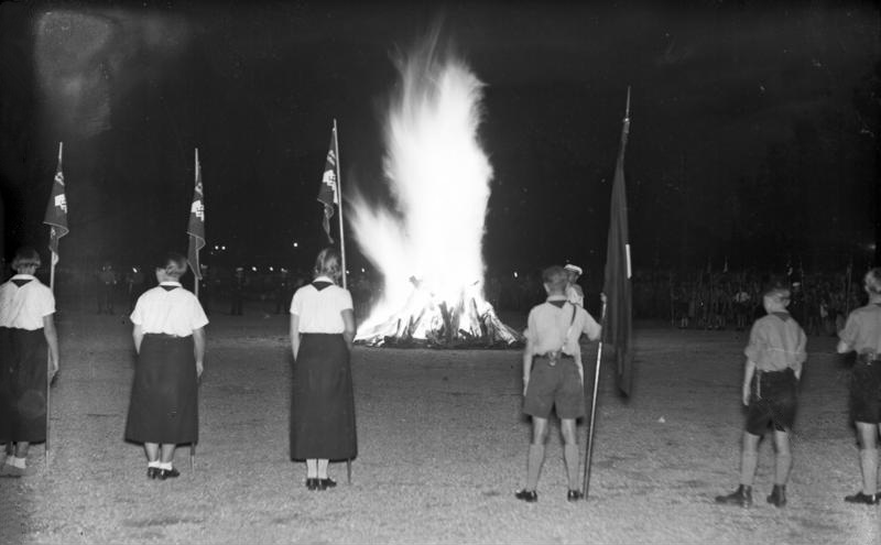 HJ and BDM members gathered around a solstice bonfire