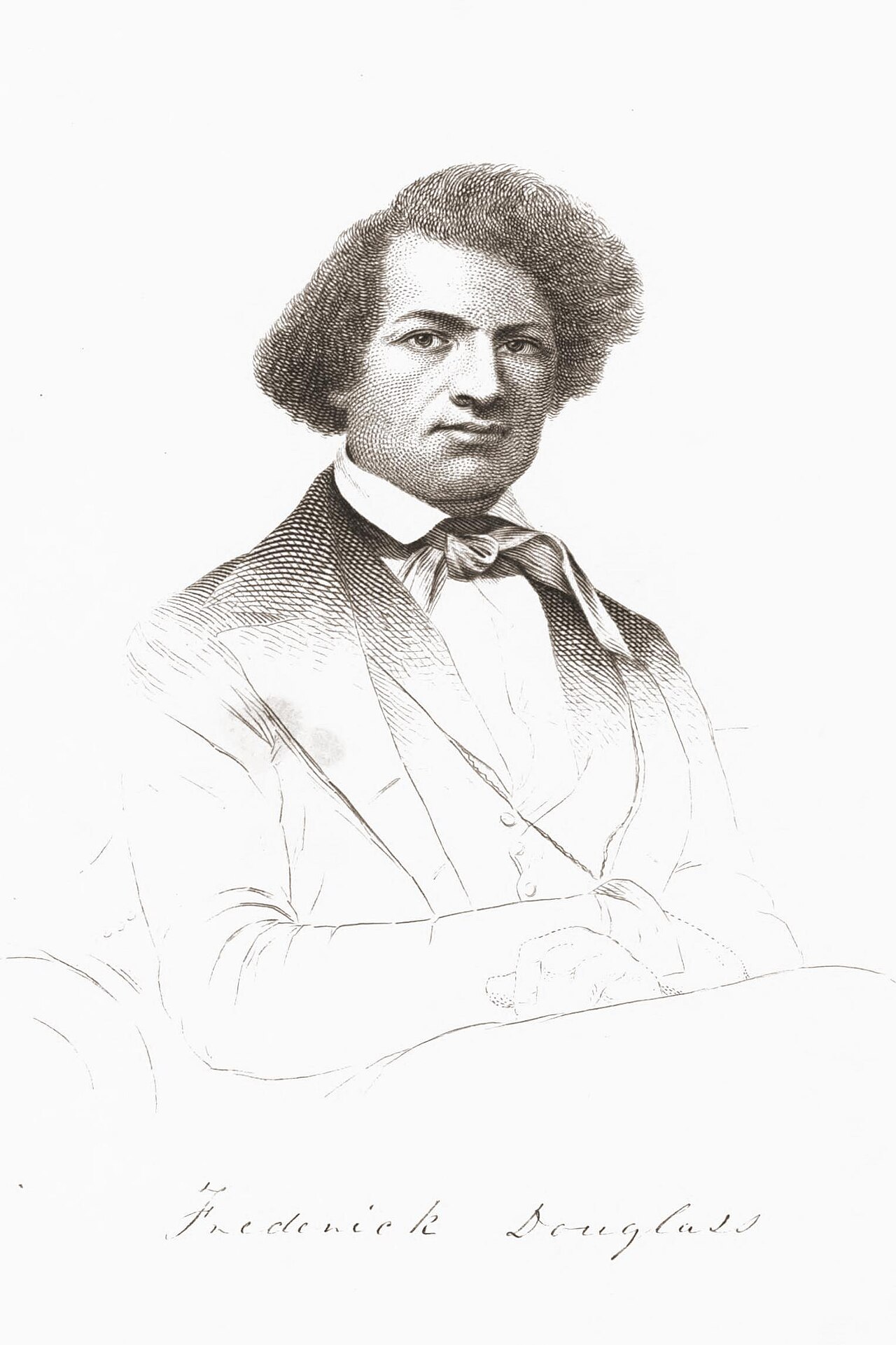 Engraved portrait of Frederick Douglass with his signature, the frontispiece to his 1845 Narrative