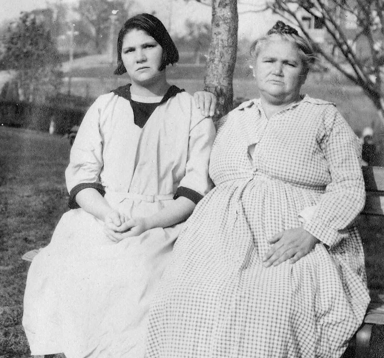 Carrie Buck and her mother Emma Buck at the Virginia Colony for Epileptics and Feebleminded, November 1924