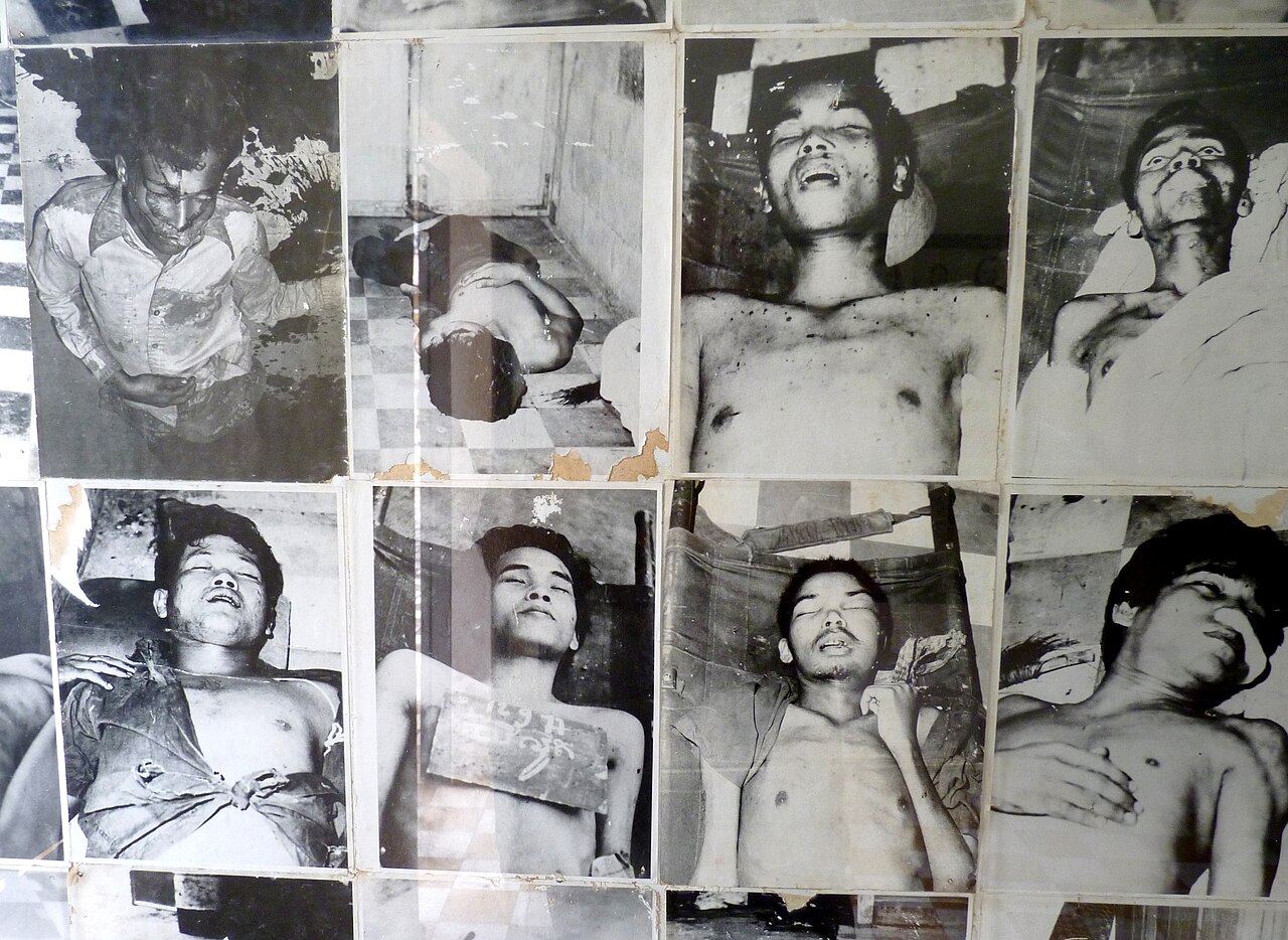 Prisoner photographs from S-21 displayed at the Tuol Sleng Genocide Museum