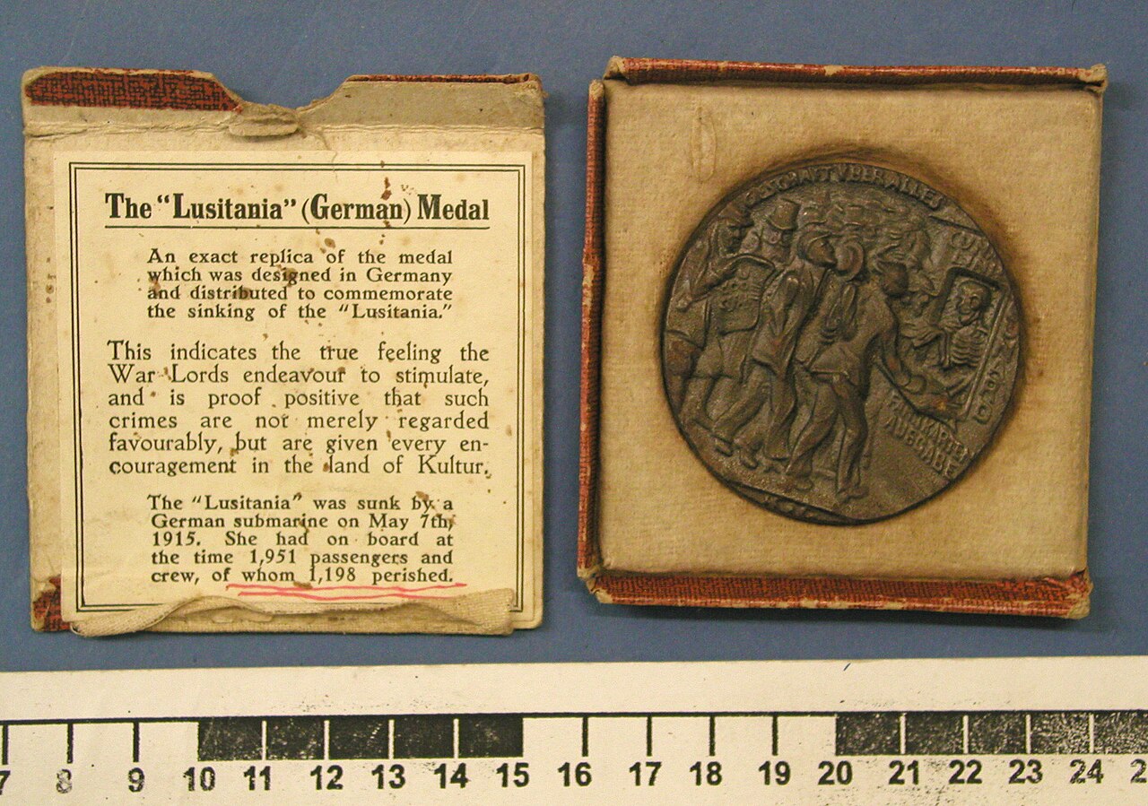 The box of the British copy, open, with the text inside the lid