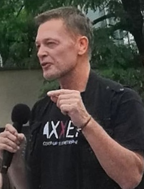 Andrew Wakefield in a Vaxxed T-shirt, Warsaw, 2019
