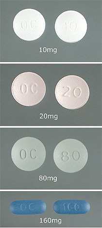 DEA illustration of OxyContin tablet strengths