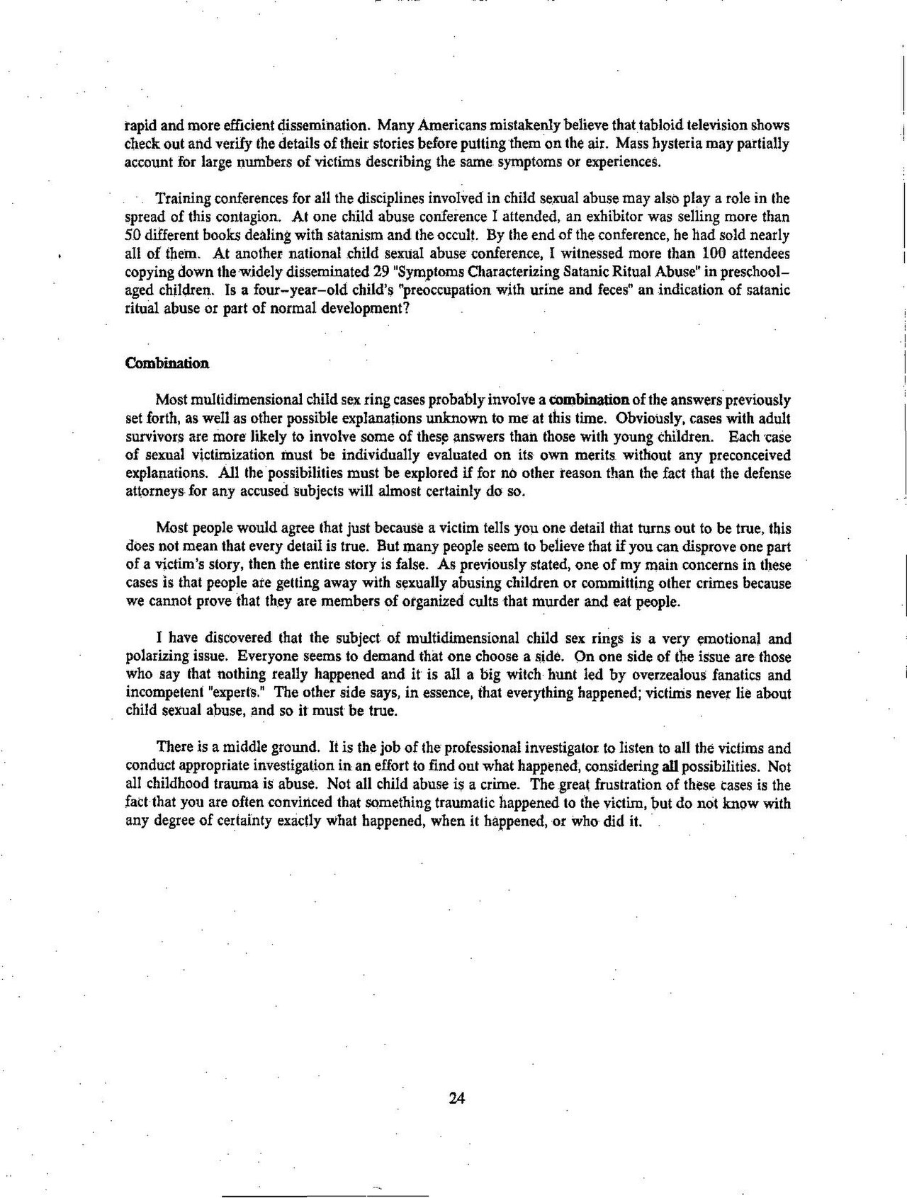 Page 24 of the Lanning guide, describing attendees copying a 29-item symptom checklist