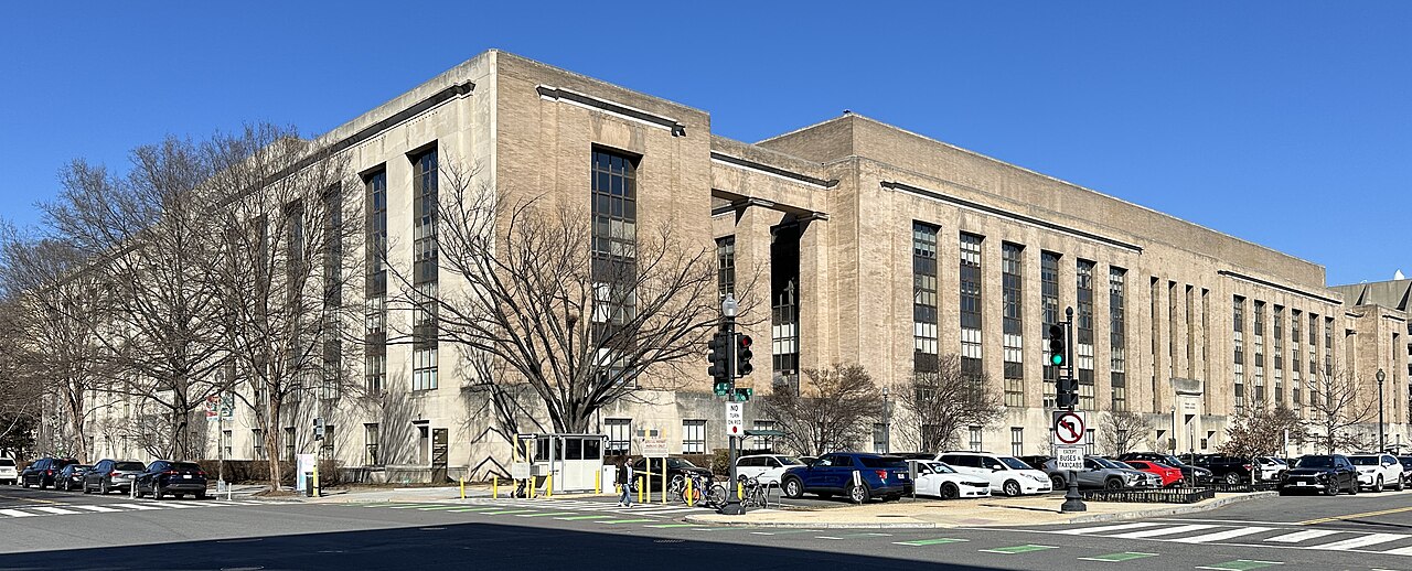 The Wilbur J. Cohen Federal Building, Washington, D.C., headquarters of Voice of America since 1954, March 2026