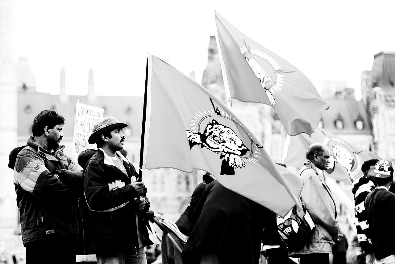 Diaspora demonstrators with LTTE flags, April 2009
