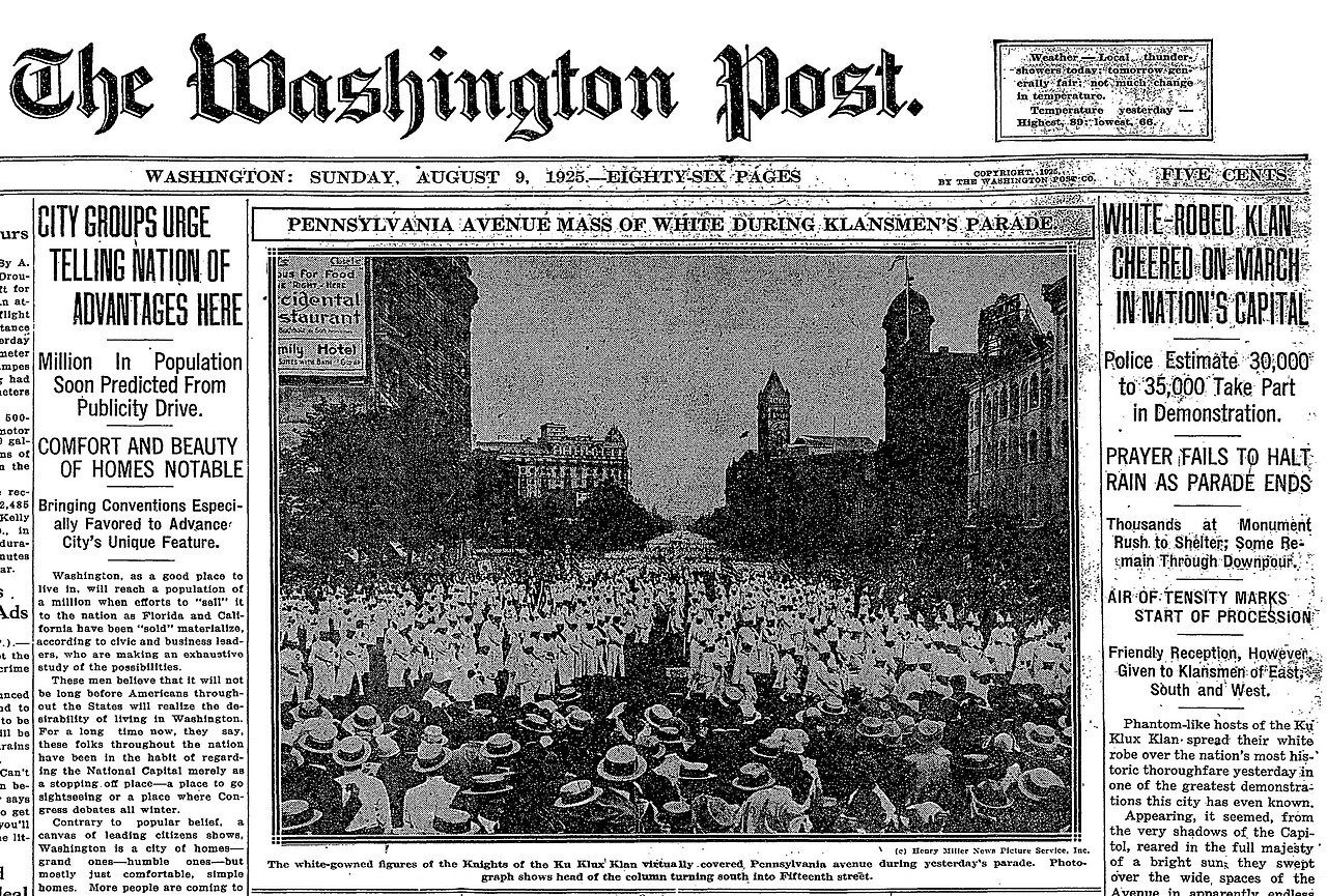 Washington Post front page, 9 August 1925