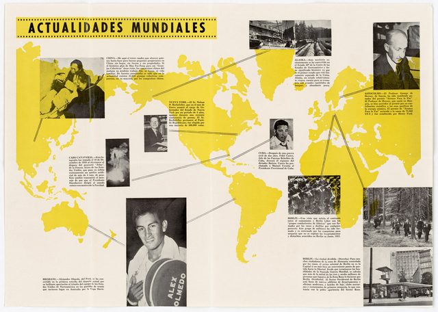 Actualidades Mundiales poster, No. 64 (Spanish world-news map, Latin America)