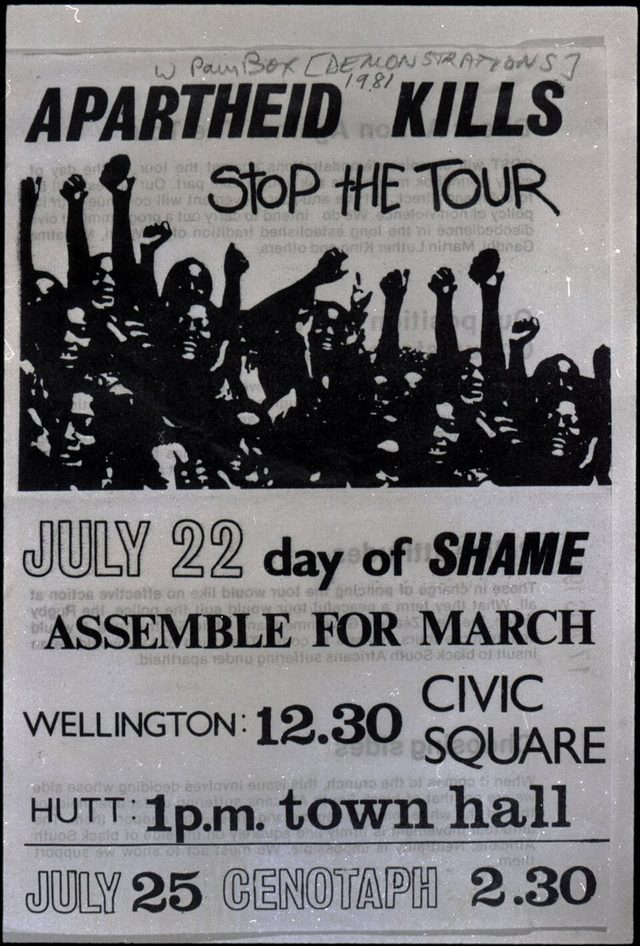 Apartheid Kills: Stop the Tour, Day of Shame (Wellington protest poster, 1981)