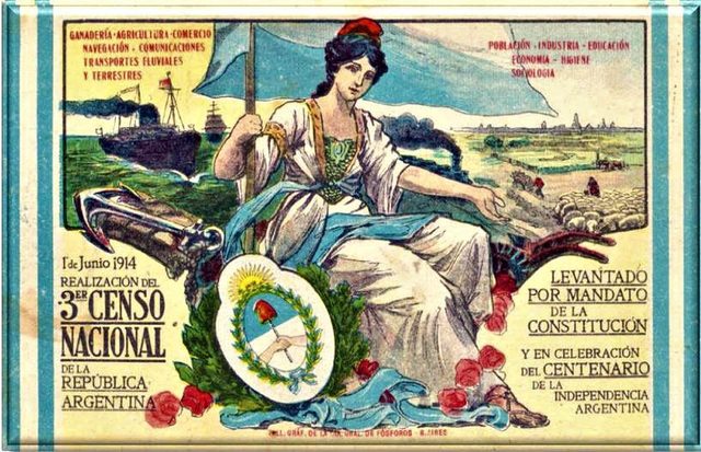 Tercer censo nacional de la República Argentina, 1 June 1914 (allegorical census poster)