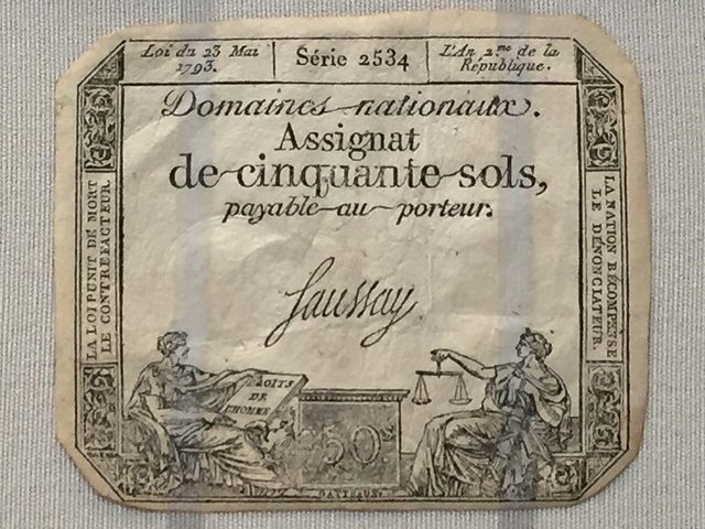 Assignat of fifty sols, law of 23 May 1793 (British Museum)