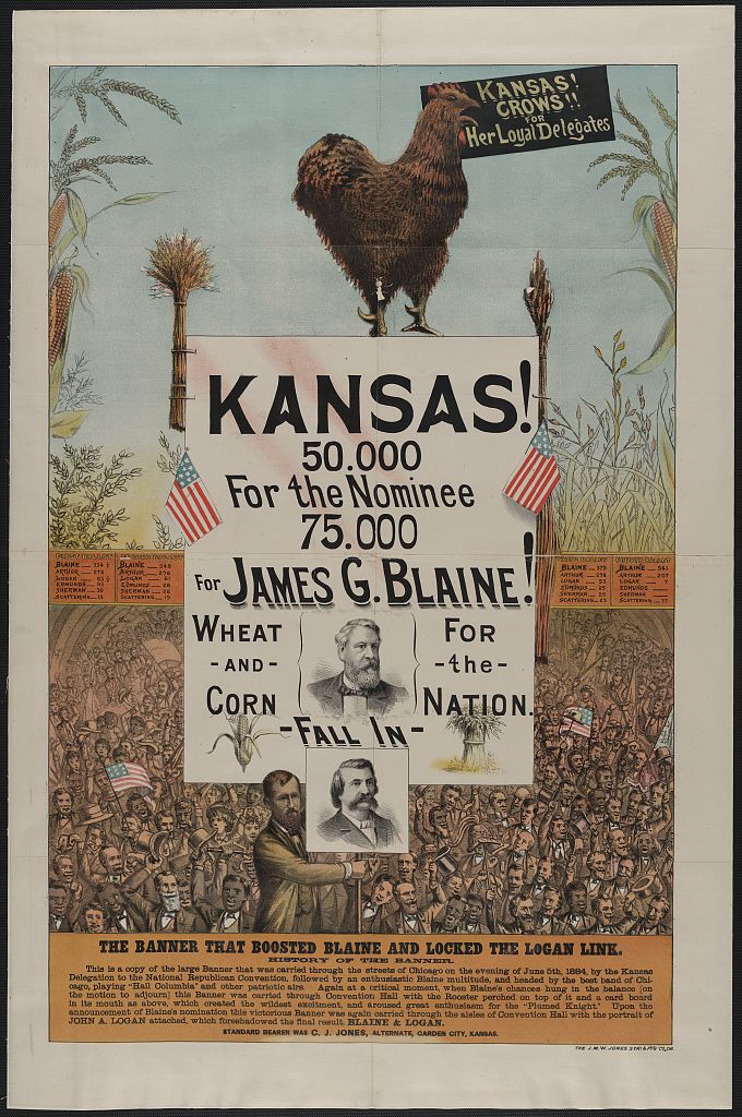The banner that boosted Blaine and locked the Logan link, J.M.W. Jones Stationery & Printing Co., 1884
