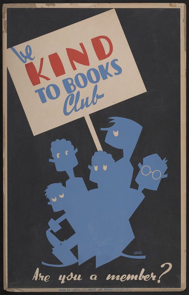 "Be Kind to Books Club: Are You a Member?" (Illinois WPA Art Project, 1936-1940)
