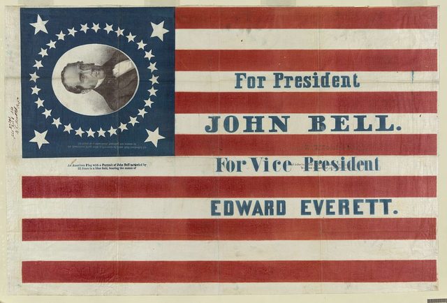 Campaign flag banner, "For President John Bell. For Vice President Edward Everett" (H. C. Howard, 1860)