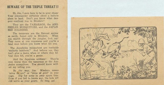 'Beware of the Triple Threat!!!' leaflet for American troops on Mindoro (1944-45)