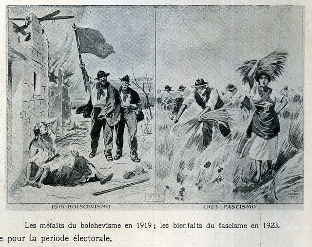 1919 Bolscevismo / 1923 Fascismo: PNF election poster as reproduced in L'Illustration, April 1924
