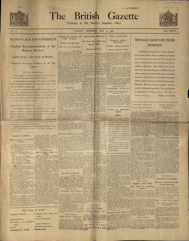 The British Gazette, No. 2, 6 May 1926 (government strike newspaper)