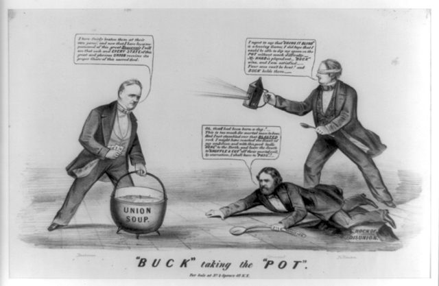 "'Buck' taking the 'Pot'" (Currier, 1856)