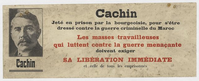 Cachin, jeté en prison ... contre la guerre criminelle du Maroc (Cachin, Thrown into Prison ... for Opposing the Criminal War in Morocco)