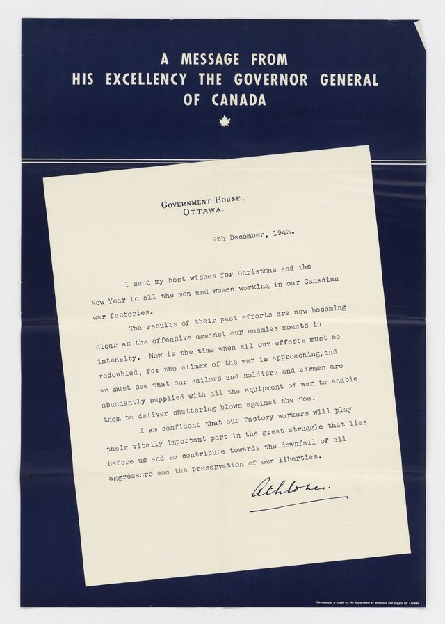 A Message from His Excellency the Governor General of Canada
