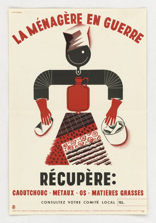 La Ménagère en guerre récupère : caoutchouc, métaux, os, matières grasses [The Housewife at War Salvages: rubber, metals, bones, fats]