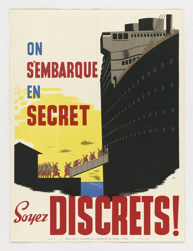 On s'embarque en secret. Soyez discrets! [We embark in secret. Be discreet!]
