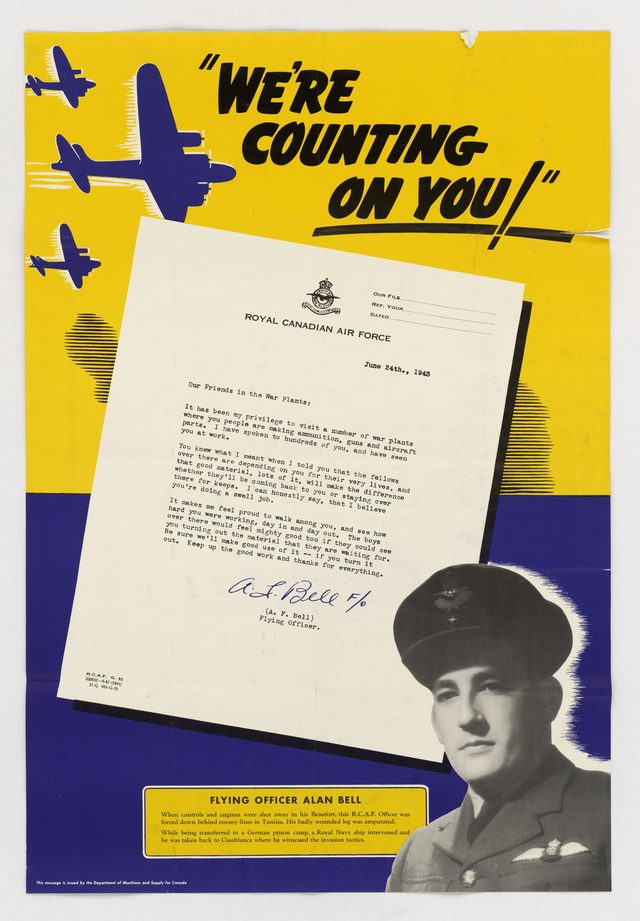 "We're Counting on You!" (letter from Flying Officer Alan Bell, R.C.A.F., to war-plant workers)