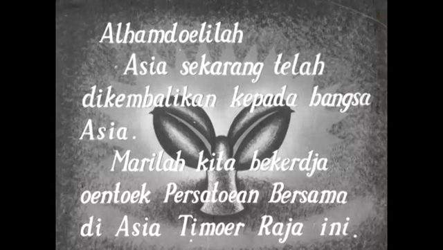 Still from "Chabar Dai Toa" no. 31, Japanese newsreel with Indonesian-language title cards for occupied Java (1942)
