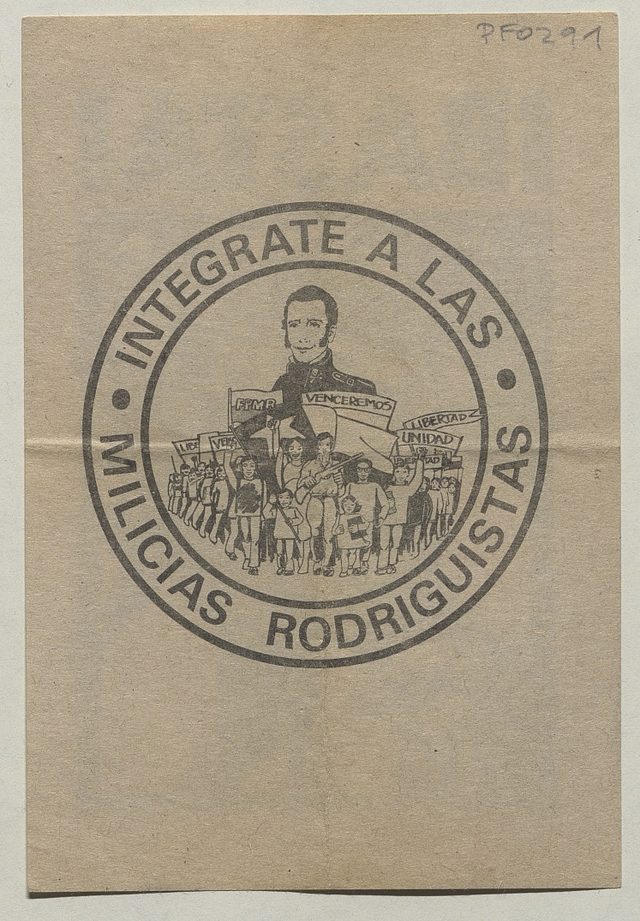 Frente Patriotico Manuel Rodriguez leaflet: "Integrate a las Milicias Rodriguistas" (c. 1983-1988)