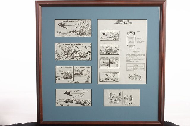 Desert Storm surrender leaflets (CIA museum display)