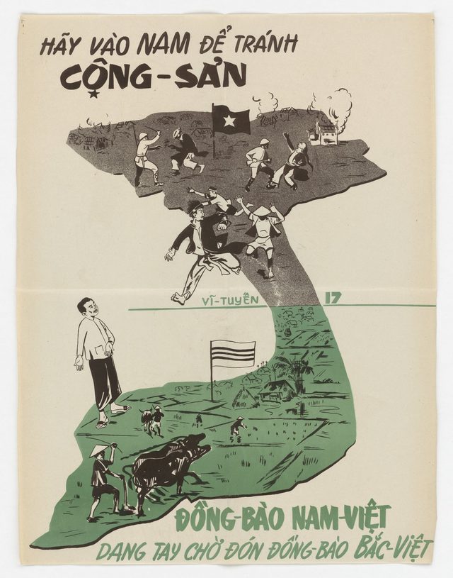 Come South poster, map split at 17th parallel (Vietnamese poster distributed in Saigon)