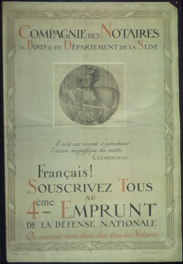 Français! Souscrivez Tous au 4ème Emprunt de la Défense Nationale (Frenchmen! All Subscribe to the 4th National Defence Loan)