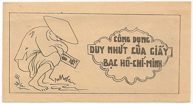 Công dụng duy nhứt của giấy bạc Hồ-Chí-Minh (The Only Use of Ho Chi Minh's Banknote), leaflet imitating a 50-dong note