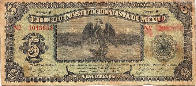 Ejército Constitucionalista de México: billete de cinco pesos (Constitutionalist Army of Mexico: Five-Peso Note)