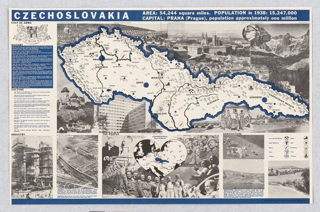 Czechoslovakia (illustrated information map sheet, blue printing)