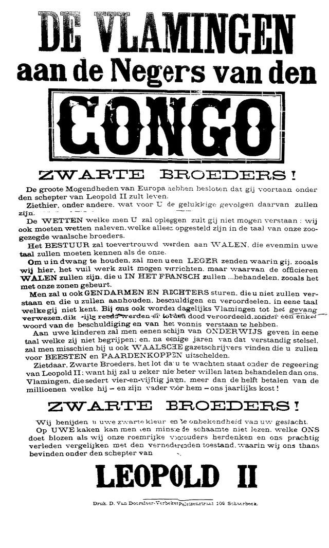 De Vlamingen aan de Negers van den Congo (The Flemings to the Negroes of the Congo)