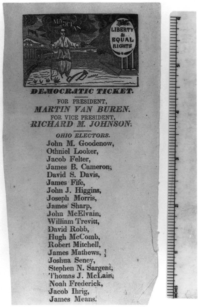 Democratic ticket, "Liberty & equal rights" (Ohio electors for Van Buren and Johnson), 1836