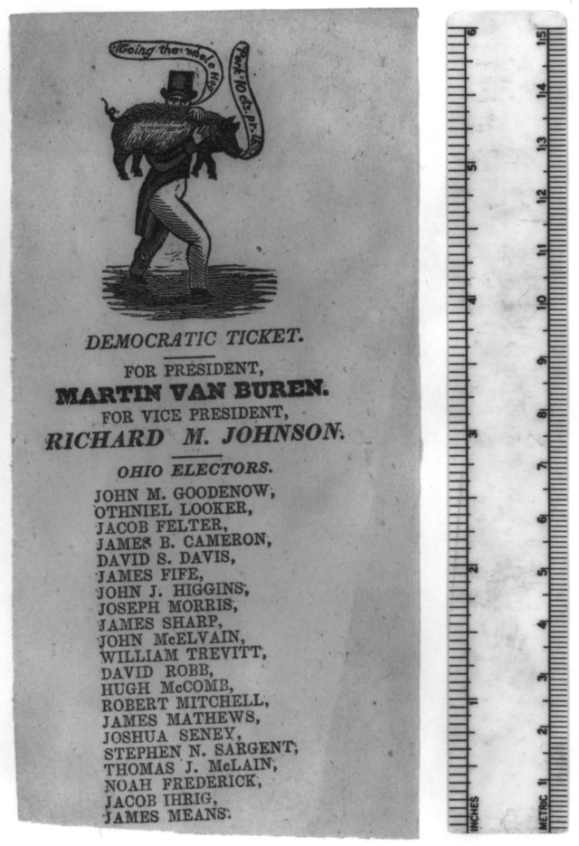 Democratic ticket, "Going the whole hog" (Ohio electors for Van Buren and Johnson), 1836