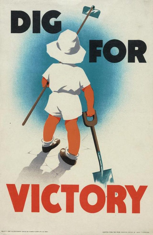 'Dig for Victory' (British Ministry of Agriculture poster, child with spade)