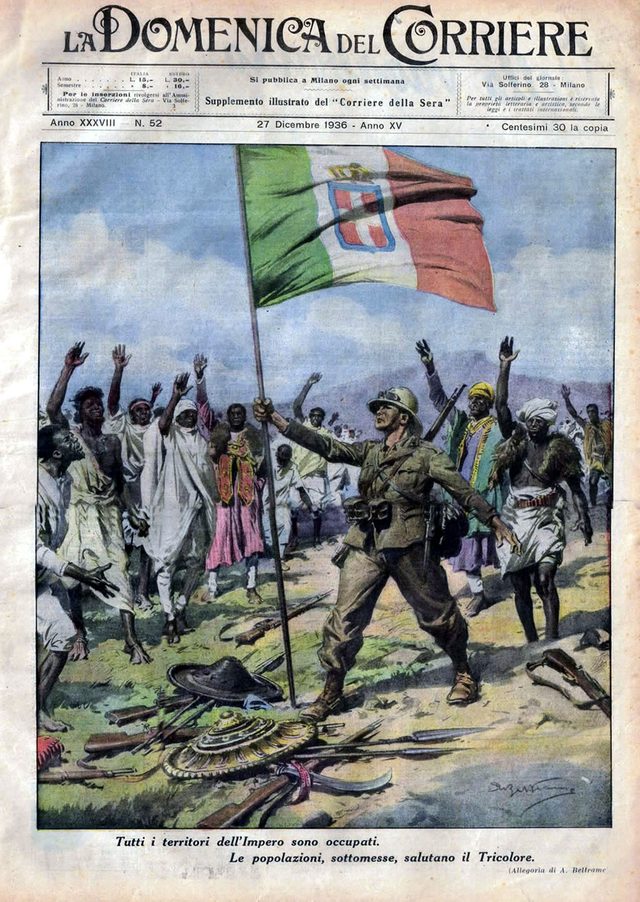 La Domenica del Corriere, 27 December 1936, cover: 'Tutti i territori dell'Impero sono occupati' (Rome)