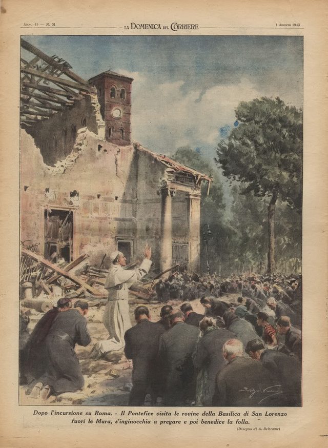 La Domenica del Corriere, 1 August 1943, back cover: 'Dopo l'incursione su Roma' (Milan)