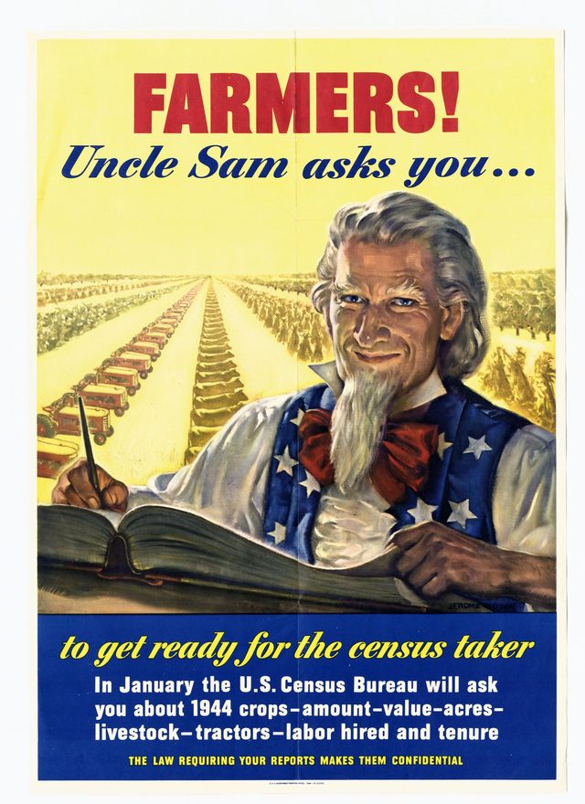 Farmers! Uncle Sam asks you to get ready for the census taker