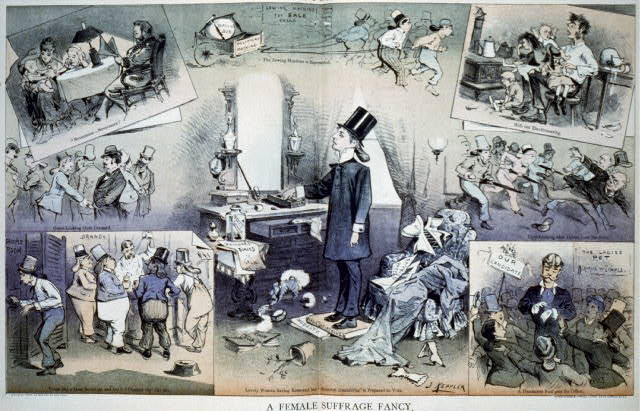 "A Female Suffrage Fancy" (Puck, 14 July 1880)