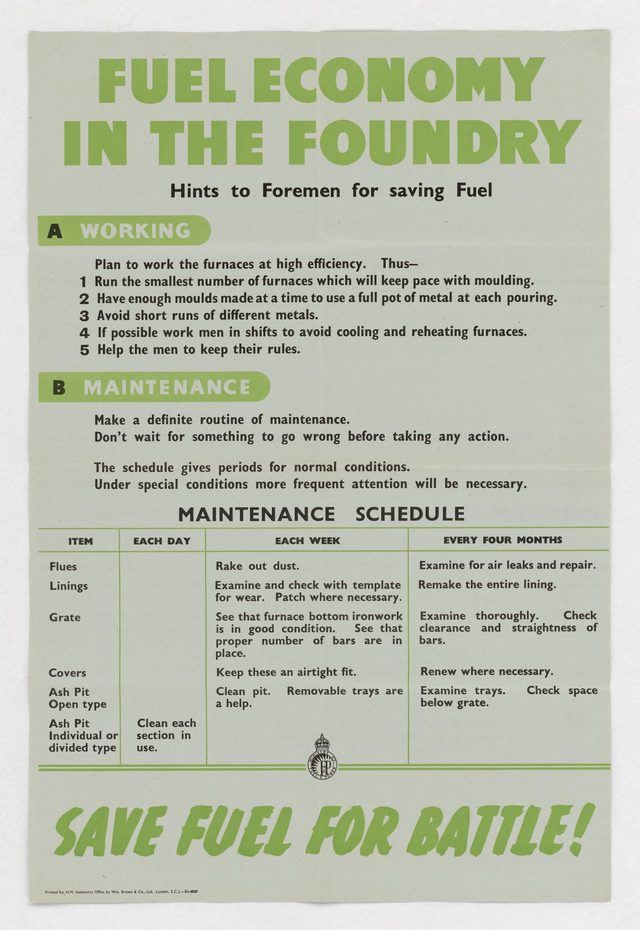 Fuel Economy in the Foundry - Hints to Foremen for Saving Fuel - Save Fuel for Battle!