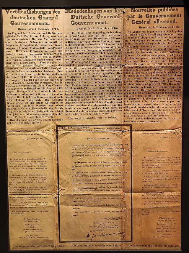 Veröffentlichungen des deutschen General-Gouvernements (Cavell notice, Brussels)