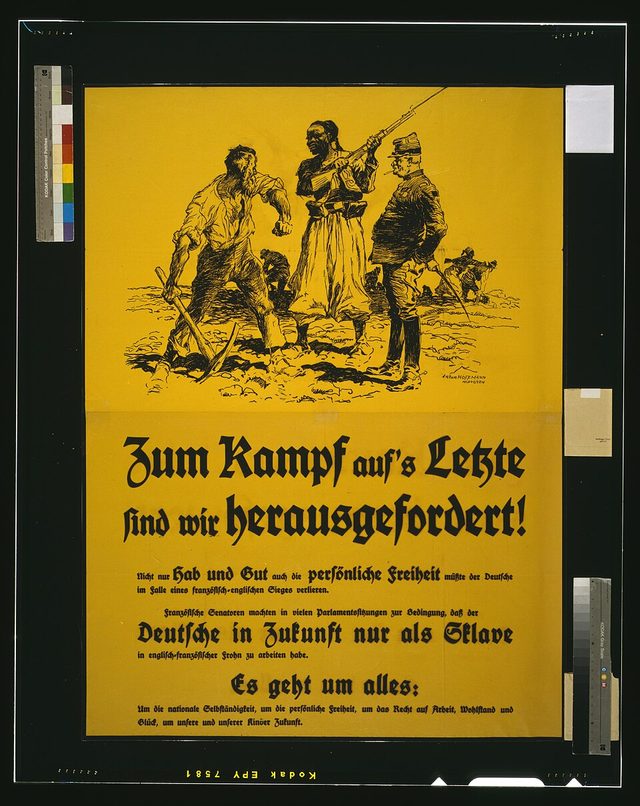 Zum Kampf auf's Letzte sind wir herausgefordert! (German poster, 1917, Anton Hoffmann)