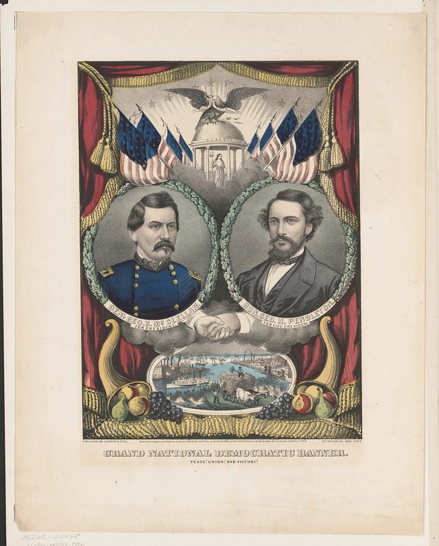 Grand National Democratic banner. Peace! Union! and victory!