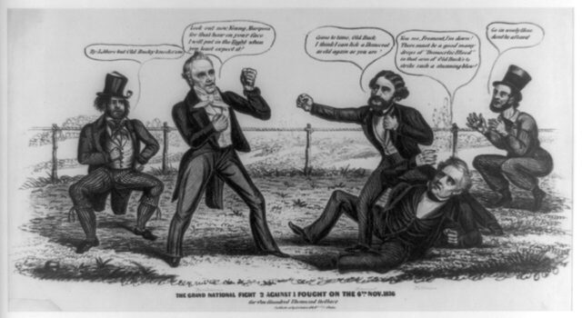 "The Grand National Fight" (Democratic print, 1856)